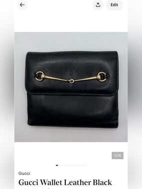 Gucci Wallet Leather Black Authentic